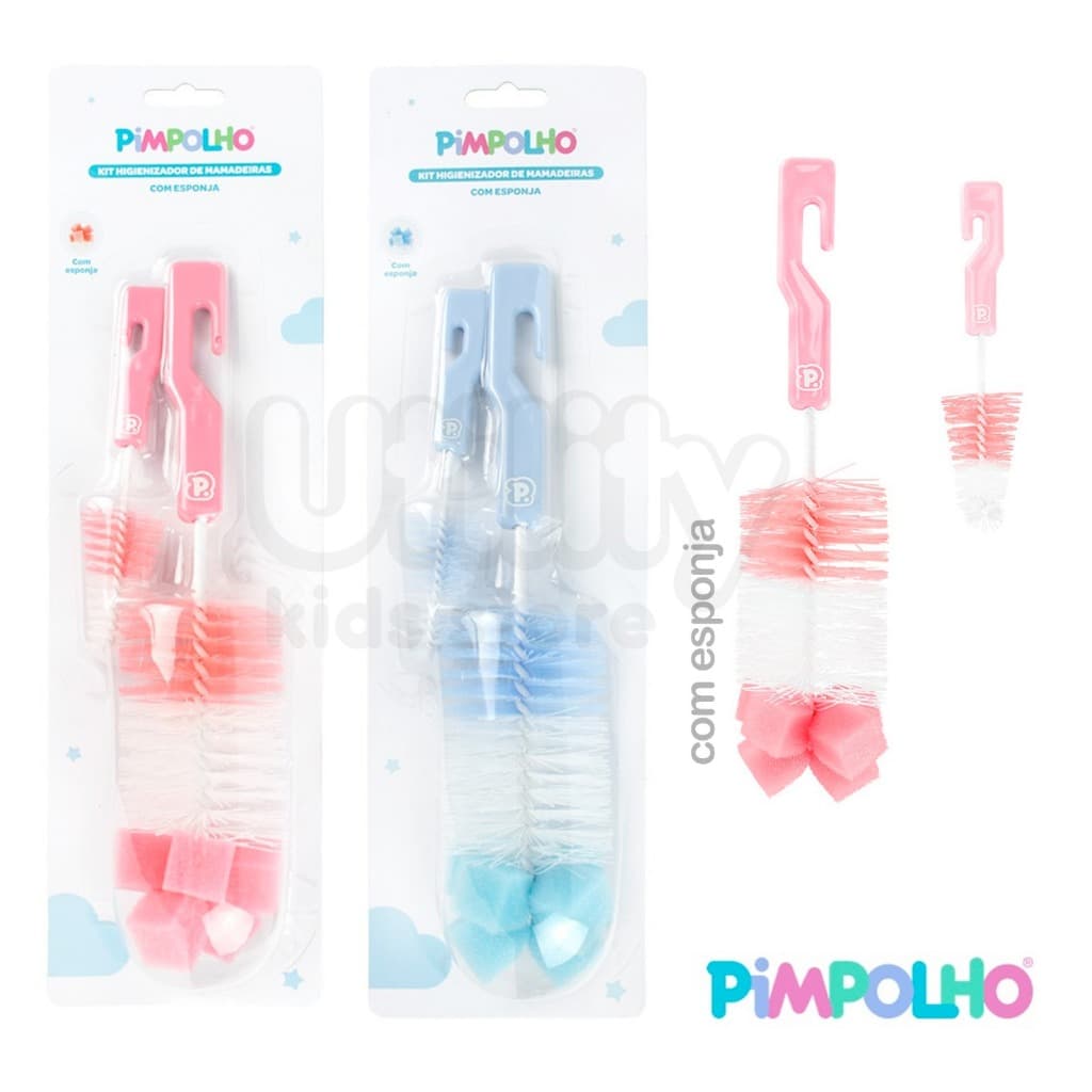 Kit Escova de Mamadeira Pimpolho Com esponja Limpar Mamadeira Copo