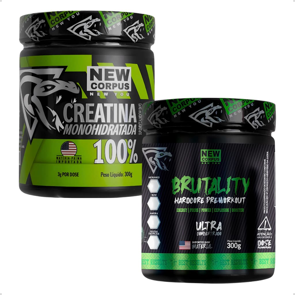 Combo Creatina 300g + Brutality 300g Pre Treino New Corpus
