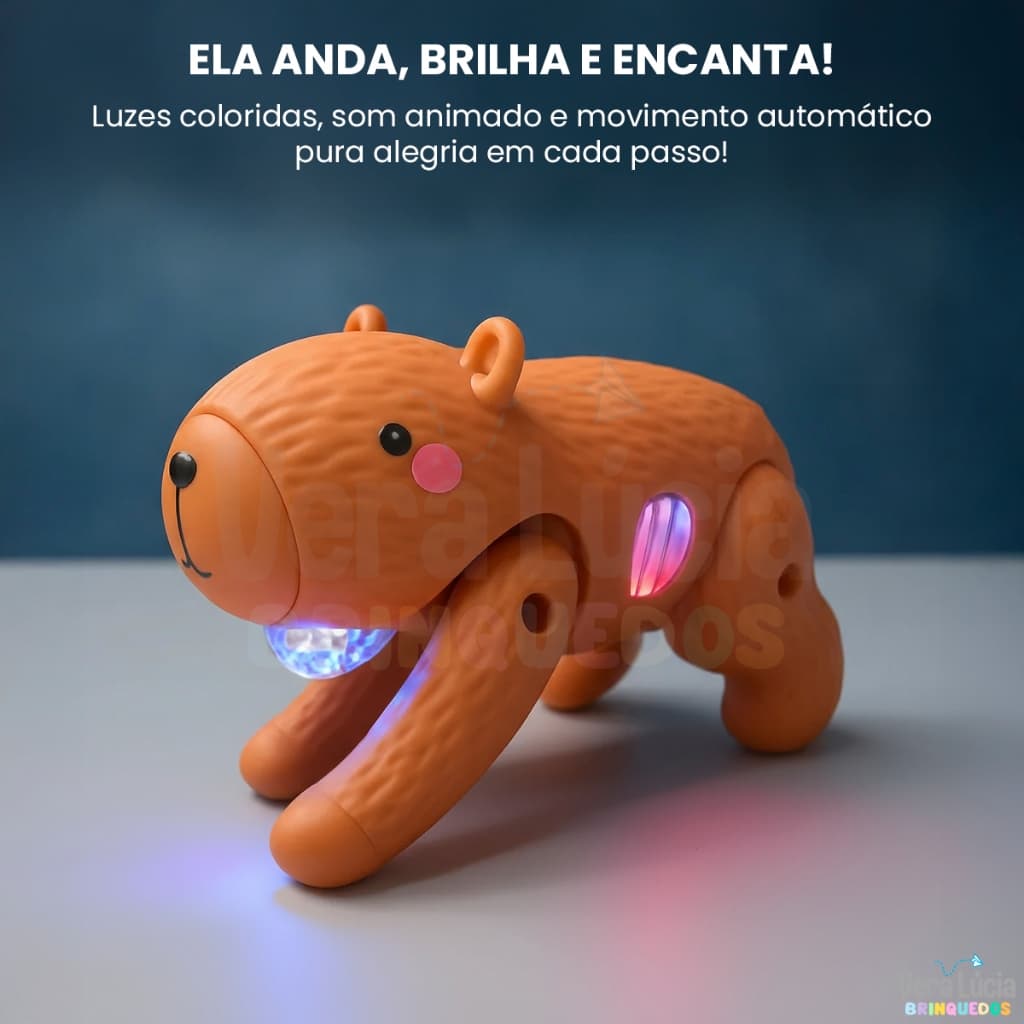 Brinquedo Infantil Capivara Dançante Musical Anda Brilha Dança Brinquedos Educativos 3 Anos Presente