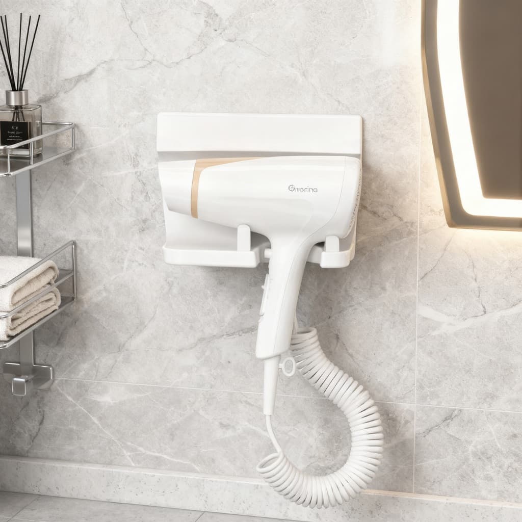 Secador de Cabelo Profissional 1800W Secagem Rápida Com Suporte Parede Alta Velocidade 220V