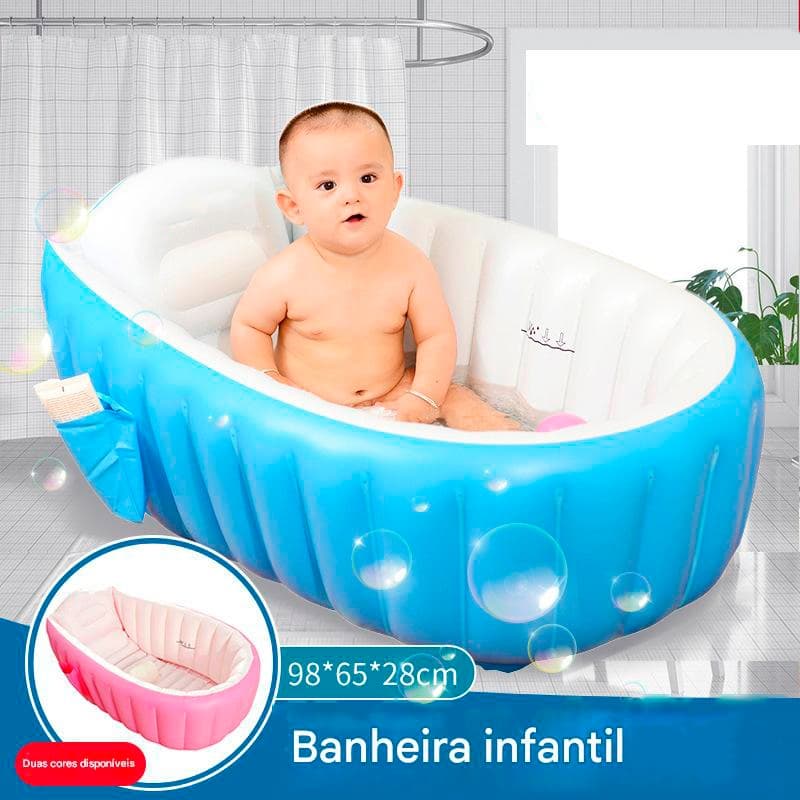 Banheira Inflável Infantil Com Bomba Portátil Banho Anti Deslizamento Bebê