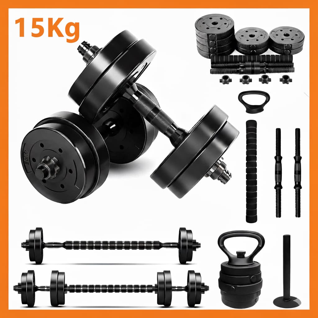 Kit Halteres de Anilhas Barras e Kettelbell Musculação Ajustável Tudo Esportes Treino completo casa