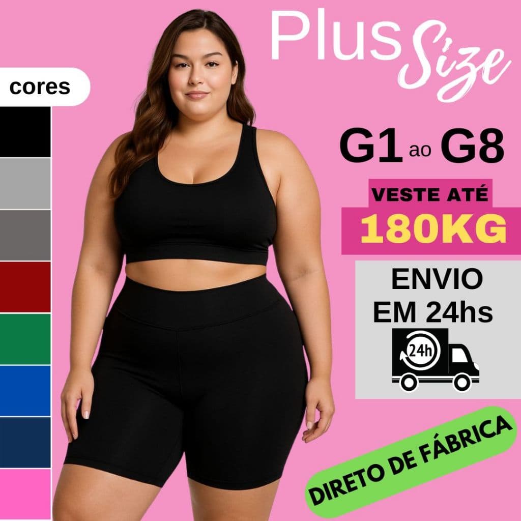 Short Bermuda Feminina Plus Size Fitness Academia Cintura Alta em Suplex PREMIUM