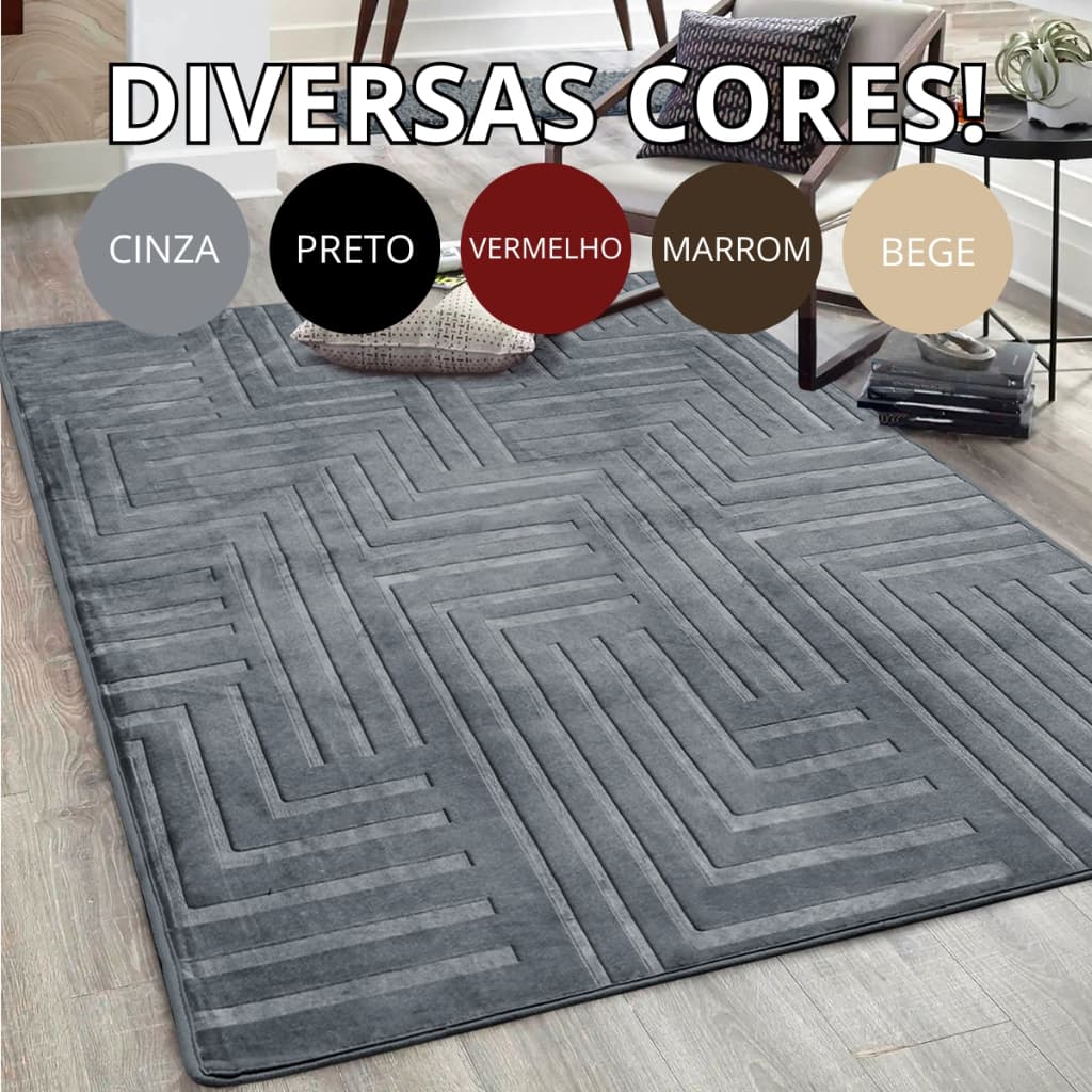Tapete de Sala Gigante 2,00m x 3,00m Itália Aveludado Premium Antiderrapante Moderno Várias Cores