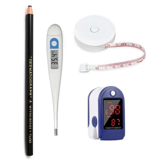 Kit Trena 1,5cm + Lápis Derma + Termômetro Clínico + Oxímetro Dedo | Saúde/Fisioterapia/Enfermagem