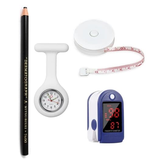 Kit Trena 1,5cm + Lápis Derma + Oxímetro Dedo + Relógio Lapela | Enfermagem/Fisioterapia