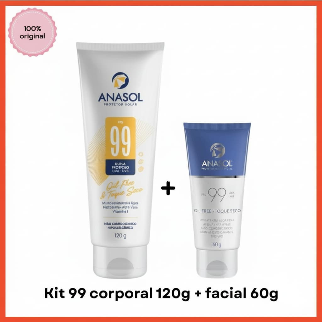 Kit Protetor Solar Anasol FPS 99 Facial 60g + Corporal FPS 99 120g