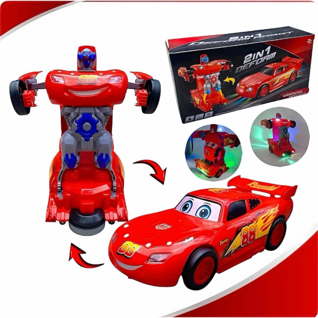 Relampago McQueen Carrinho Transforme Com Som, Luz E Sensor Bate e Volta