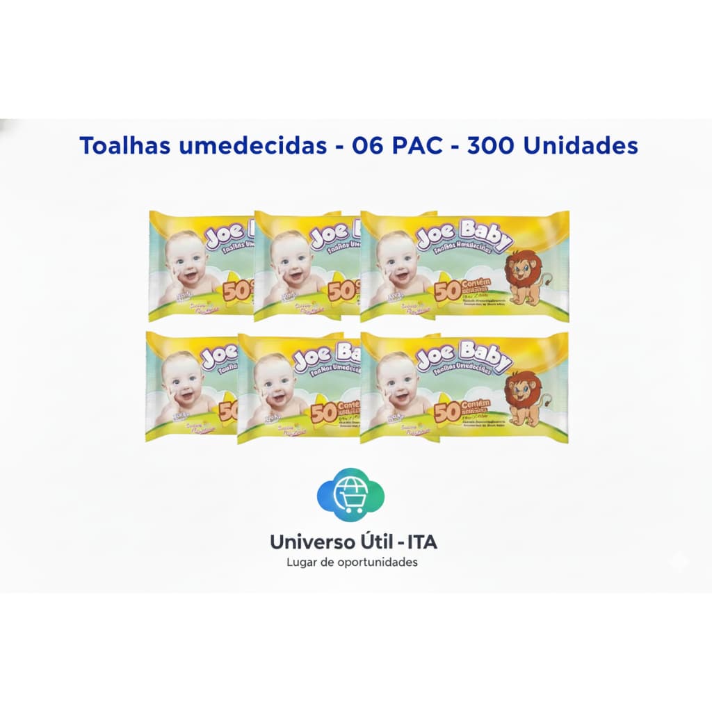 Caixa Kit Com Lenços/Toalhas Umedecida  Joe Baby  50 toalhas por pacote Suave Fragrância  Sem Álcool