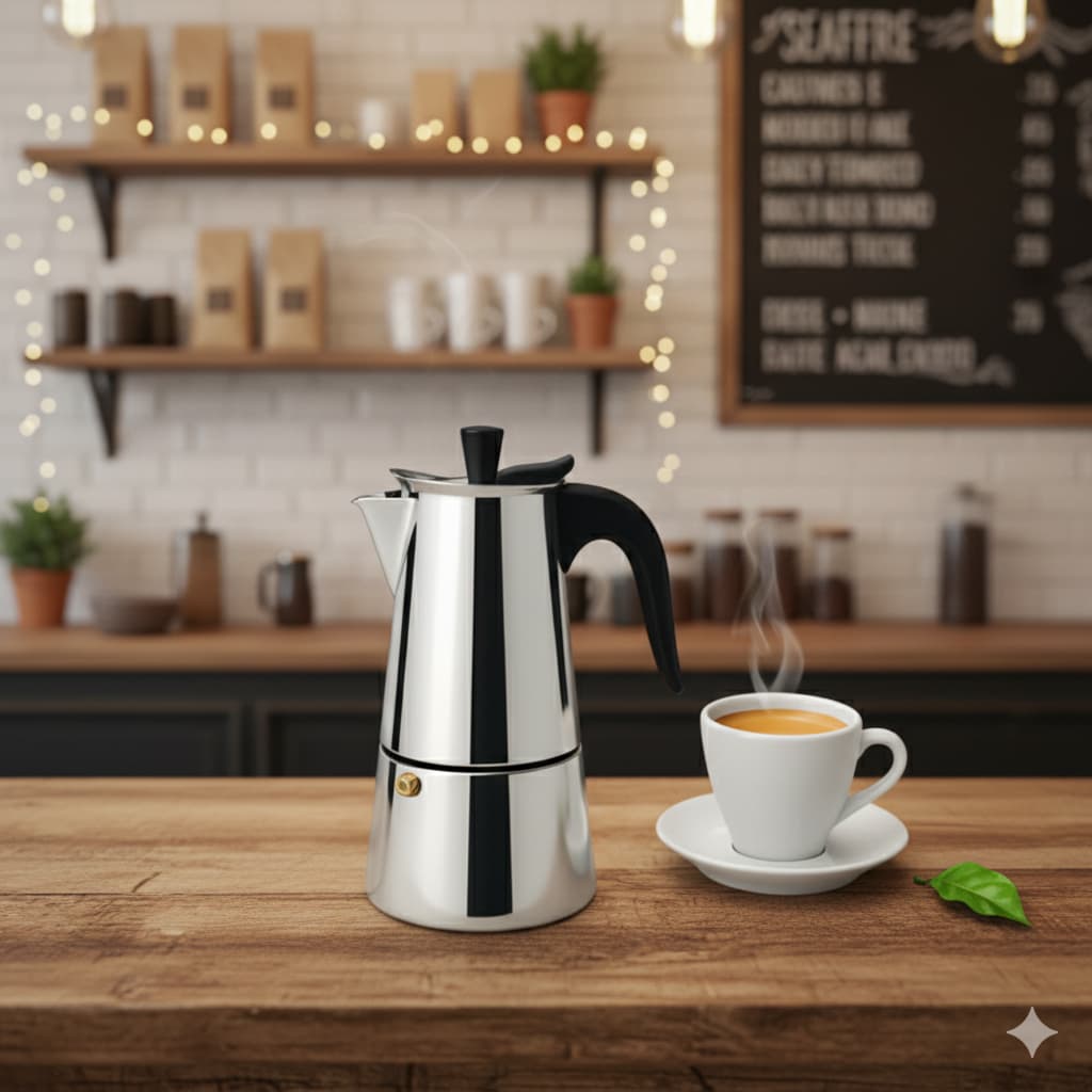 Cafeteira Italiana Maquina de Café  Expresso e Moka em Inox 4 e 6 Xícaras Premium Gourmet