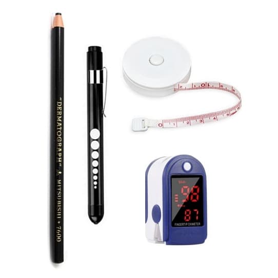 Kit Trena 1,5cm + Lápis Derma + Oxímetro Dedo + Lanterna LED | Enfermagem/Fisioterapia/Saúde