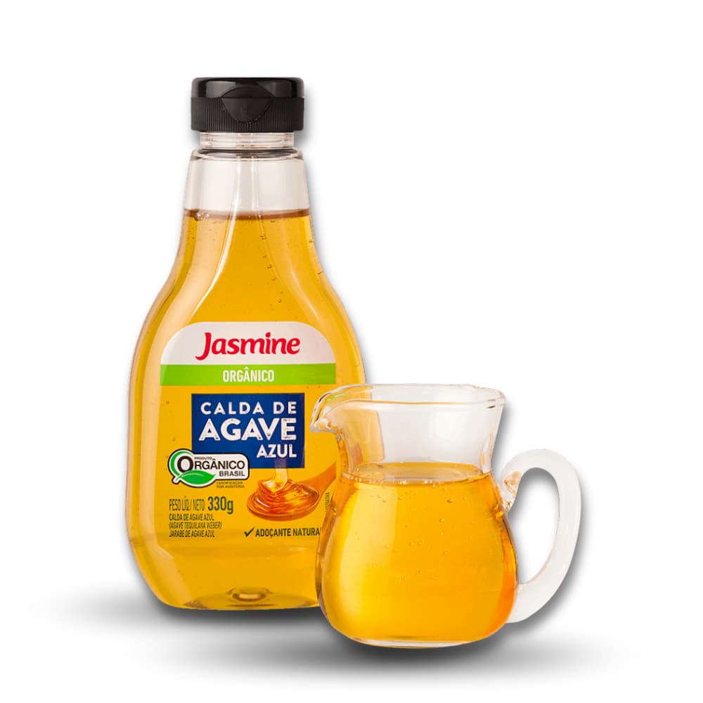 Calda de Agave Azul Orgânica 330g Jasmine Mel Vegano Adoçante Vegetal Natural Sem Glúten Sustentável Saudável Receita