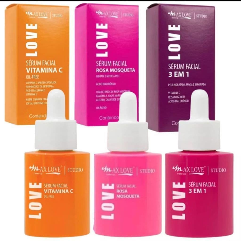 Kit c/3 Serum Rosa + Vitamina C + 3x1 - MaxLove