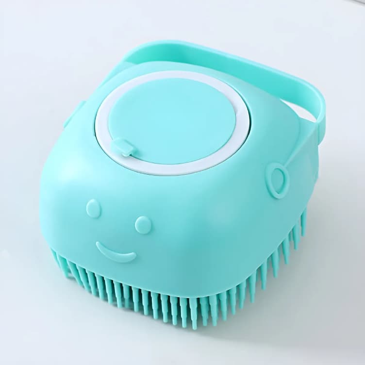 Escova de Silicone com Dosador de Shampoo Banho Colorido para Pets