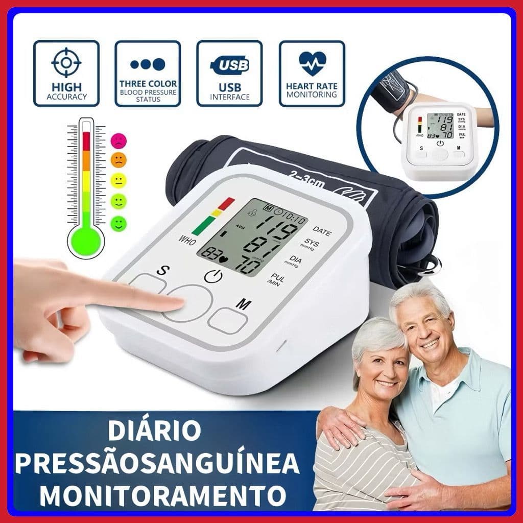 Aparelho Medidor De Pressão Monitor digital de pressão arterial de braço totalmente automático