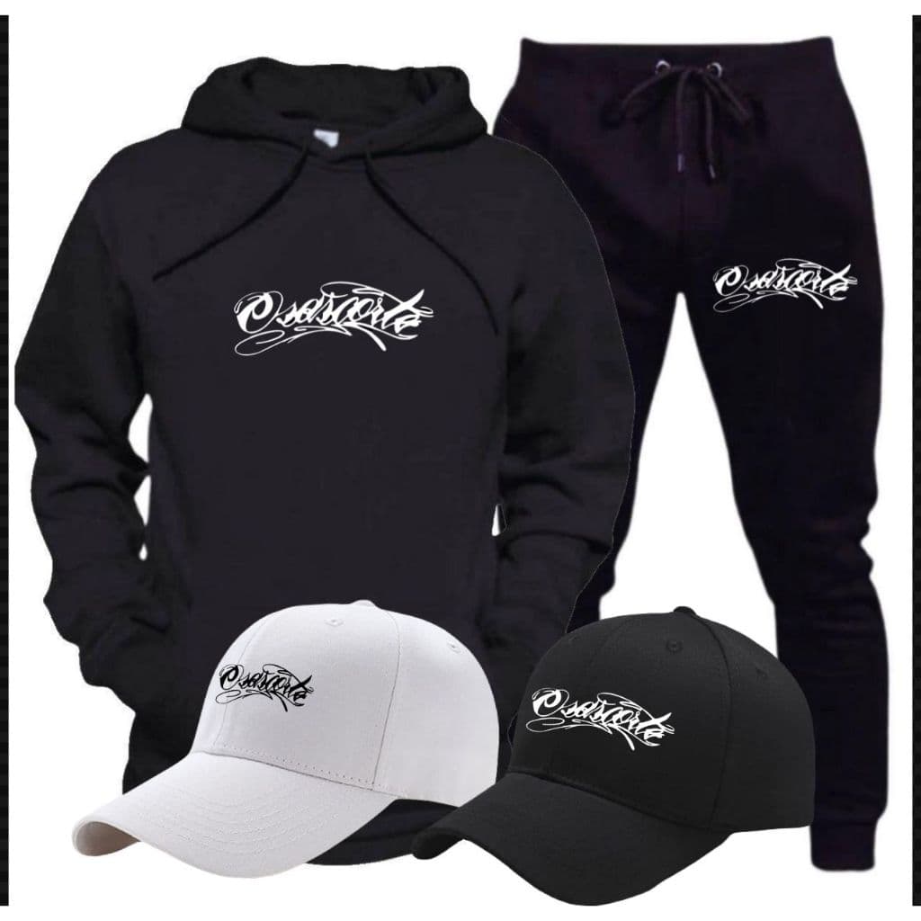 Conjunto Moletom Blusa + Calça + Boné Osascorte 244 Moto Grau Wheeling Casaco