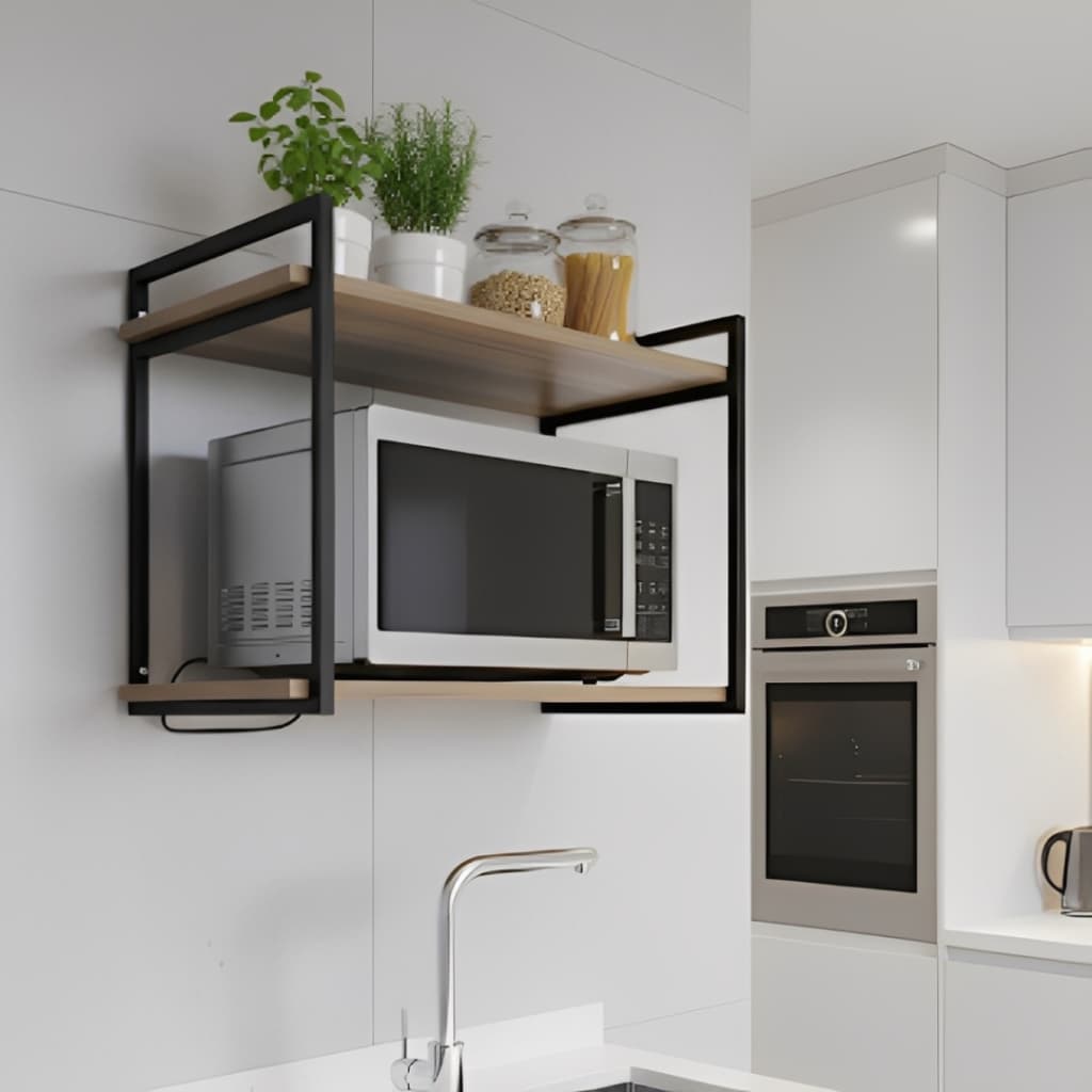 Suporte Micro-ondas Industrial Prateleira Dupla de Parede Organizador Cozinha