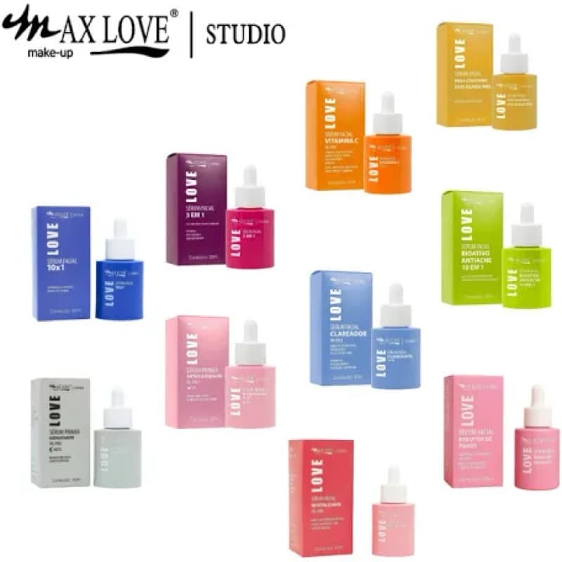 Séruns Faciais Max Love | Hidratação, Antioleosidade, Clareador, Ácido Hialurônico e Vitamina C - 30ml