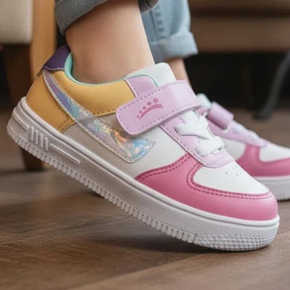 Tênis Infantil Ortopasso Force One Menina Feminino Sola Reta Fashion Macio Confortável Conforto