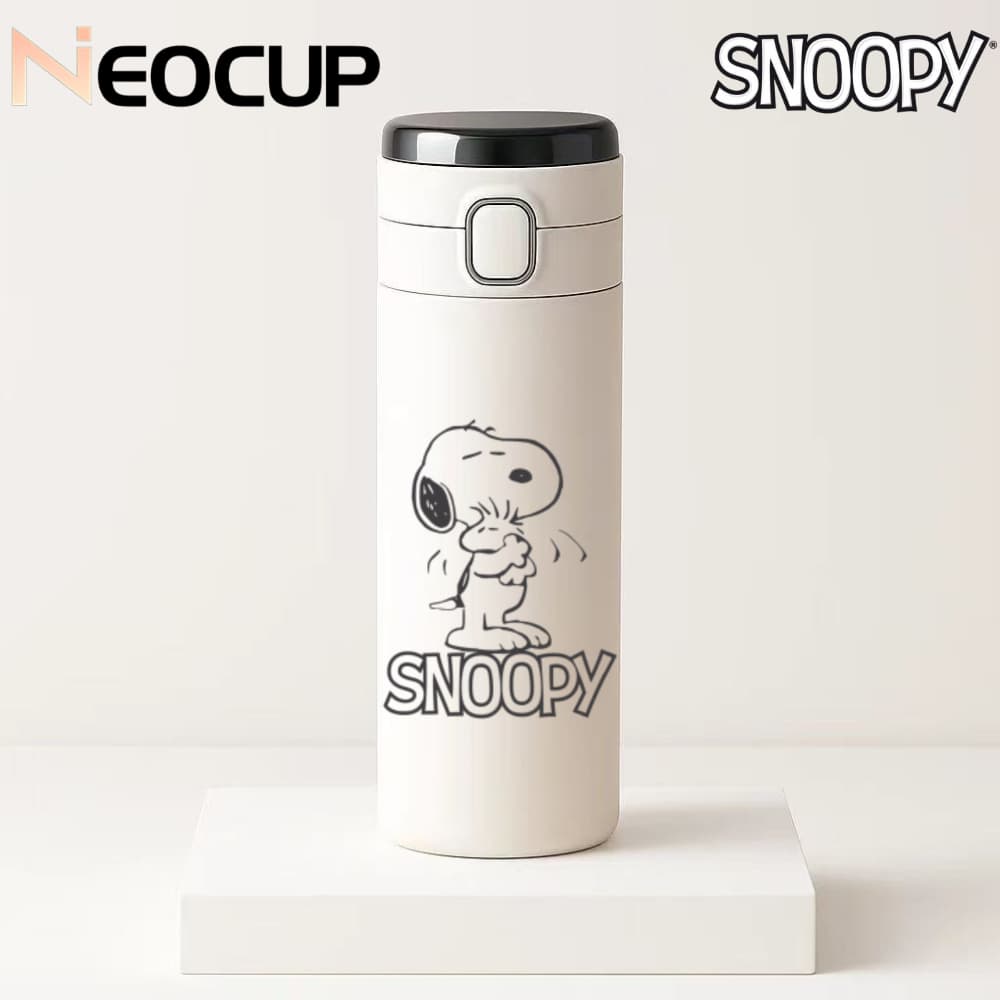 Garrafa Térmica aço inoxdável 304 Disney Peanuts x Snoopy Com termômetro digital 420ml