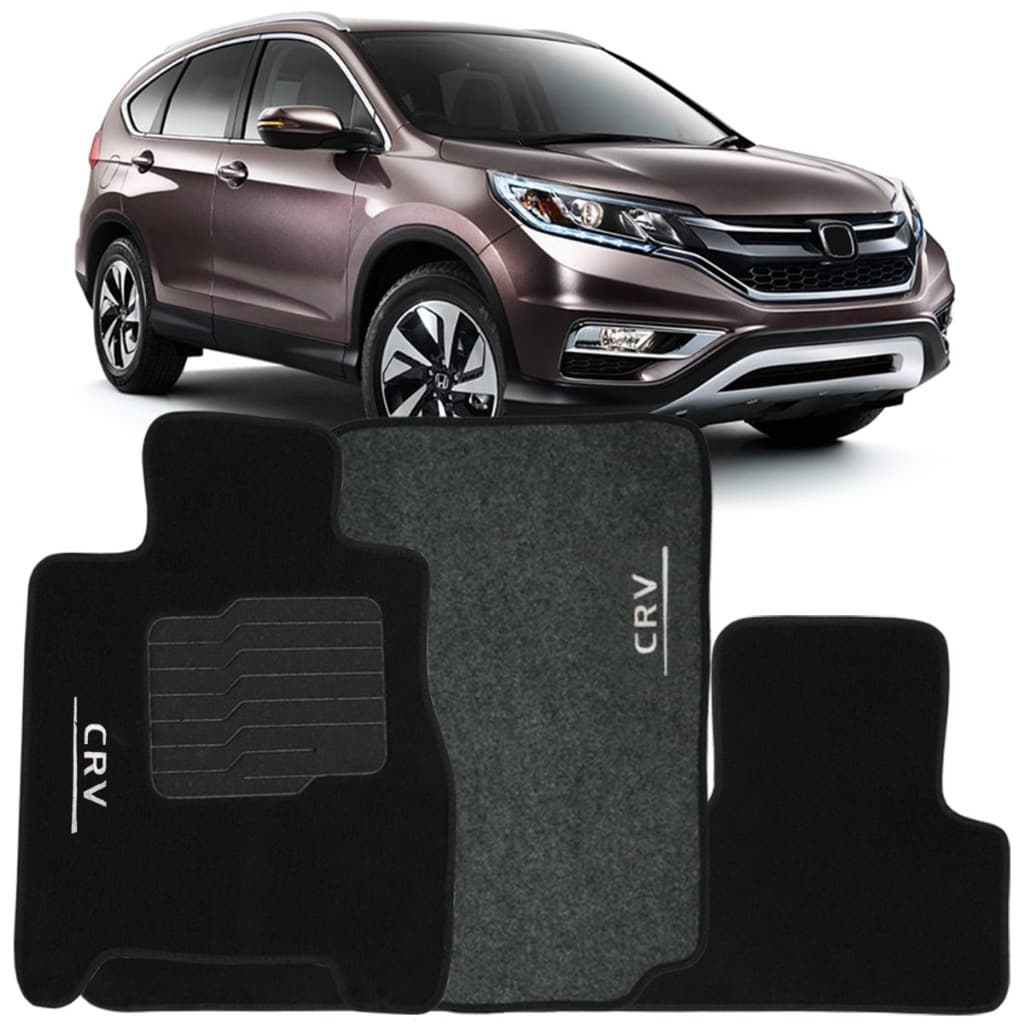 Jogo de Tapete Automotivo Carpete Crv 2012 à 2018 Soft Logo Bordado 3 Peças