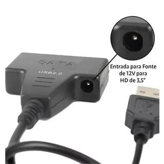 Cabo sata usb 3.0 com entrada para fonte para uso em hd 3,5 de desktop adaptador leitor hd ssd 2,5 e 3,5