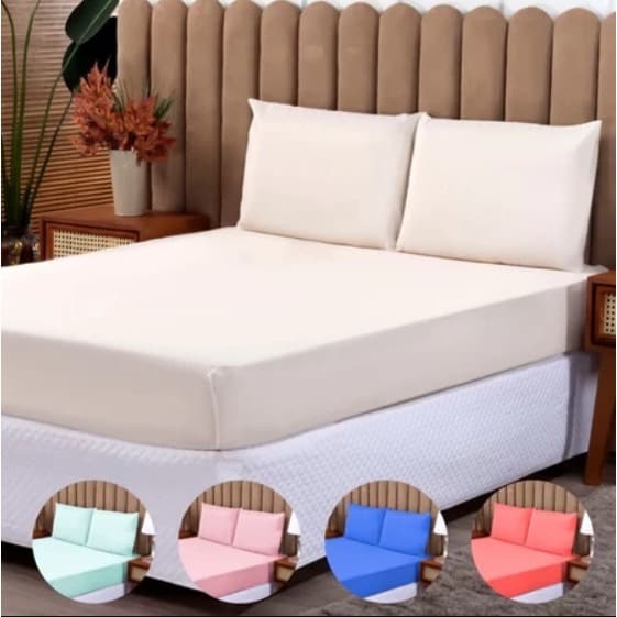 Kit Jogo Lençol De Cama Casal 3 Peças Liso C/ Elástico Promoção várias CORES