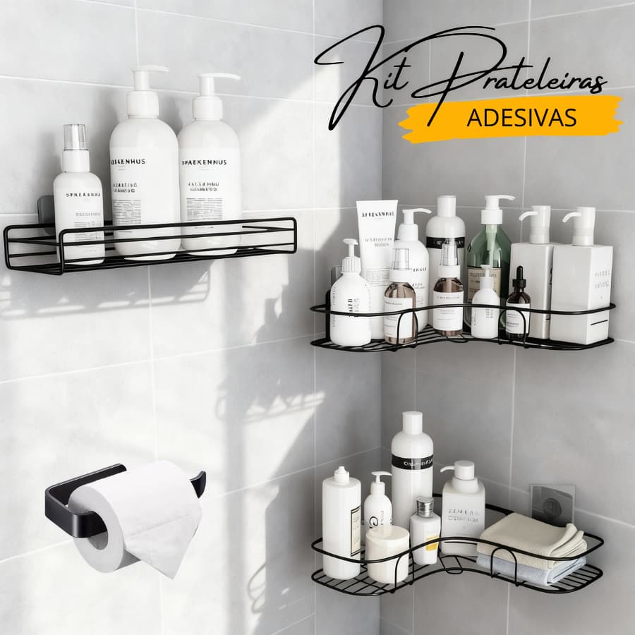 1/2/3 Pecas Prateleiras Suporte De Banheiro Para Parede Cozinha Com Alto Adesivos Porta Shampoo