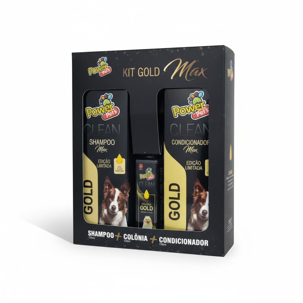 Kit Shampoo Condicionador Colônia Gold Max Power Pet Para Cachorro