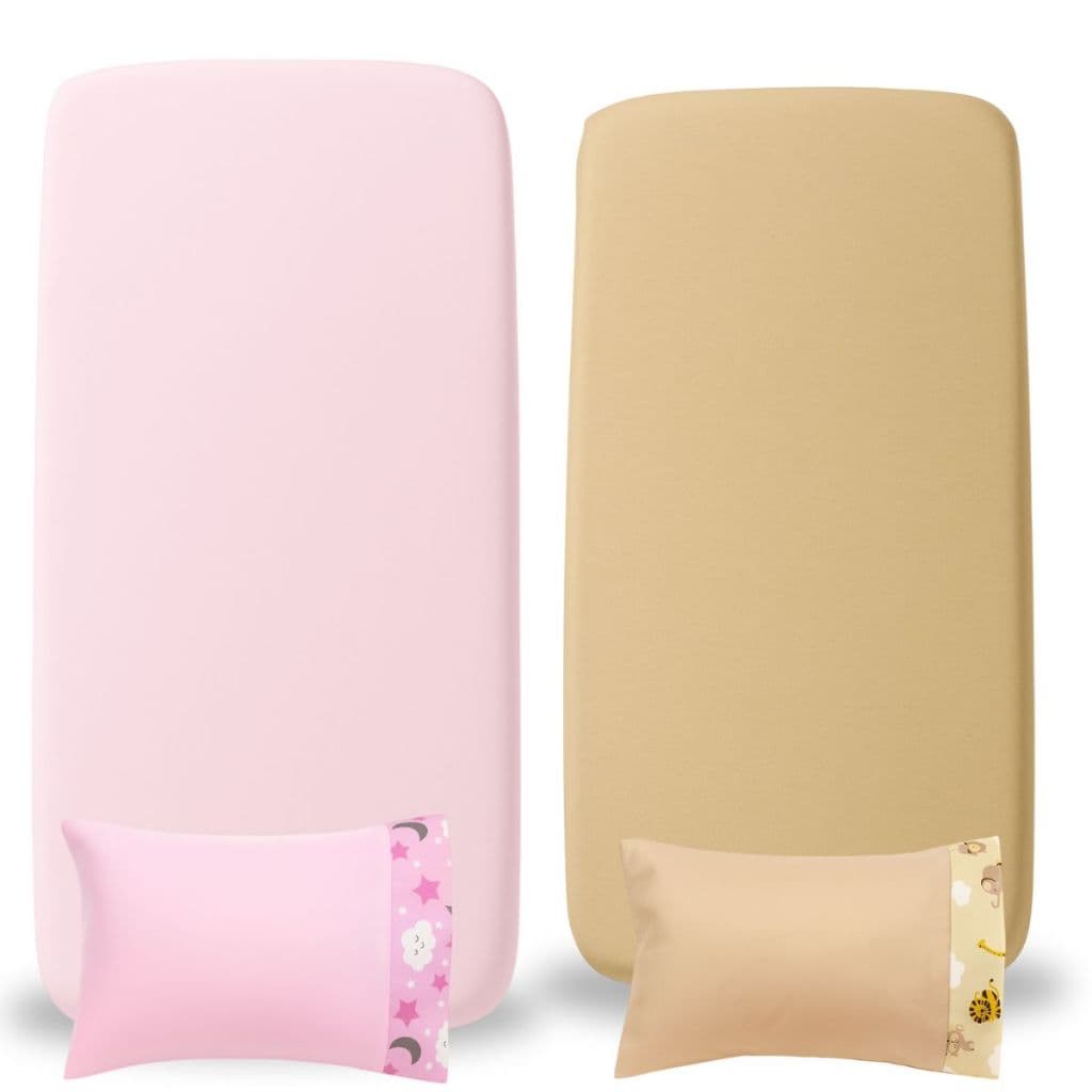 Lençol Para Berço Padrão Americano Kit 2 Peças Fronha Enxoval Bebe Menina Menino Rosa Azul