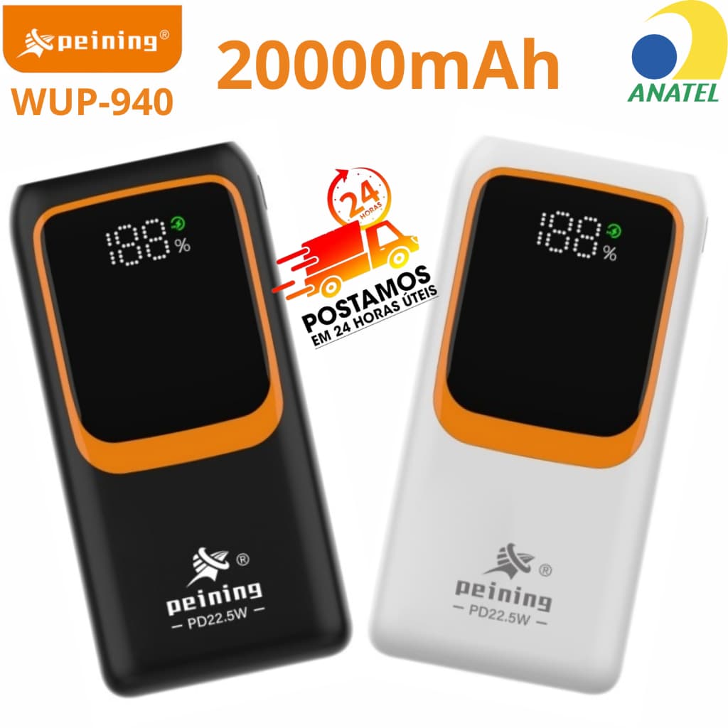 Power Bank Carregador portátil Peining 20.000mAh Carregamento Rápido WUP-940/EL-2926