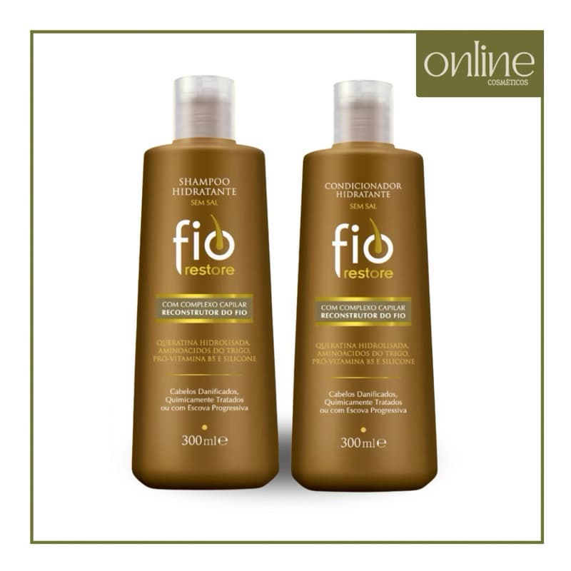 Kit Fio Restore Shampoo e Condicionador Hidratante Sem Sal 300ml – Reconstrução Capilar