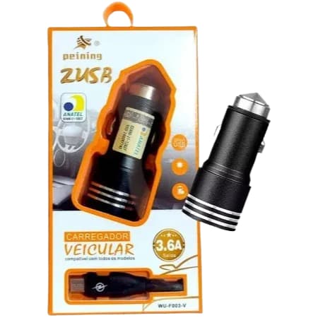 Carregador Veicular 3.6A Ultra Rápido - Tecnologia de Carregamento Rápido para Android e Apple
