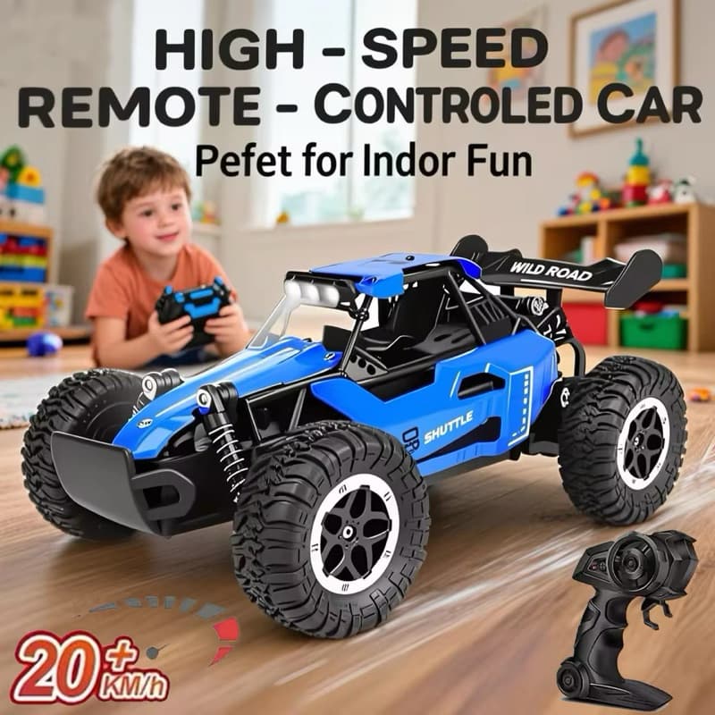 Carrinho de Controle Remoto RC veloz 20km/h Recarregável Farol LED Off-Road carrinho de corrida