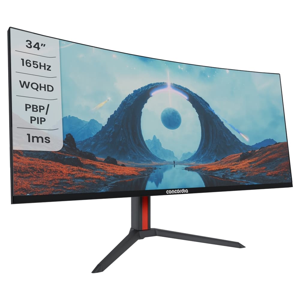 Monitor Gamer Curvo Ultrawide UZ340 Concórdia 34'' WQHD 165hz 1ms 2*HDMI 2*DP SRGB 100% PIP/PBP
