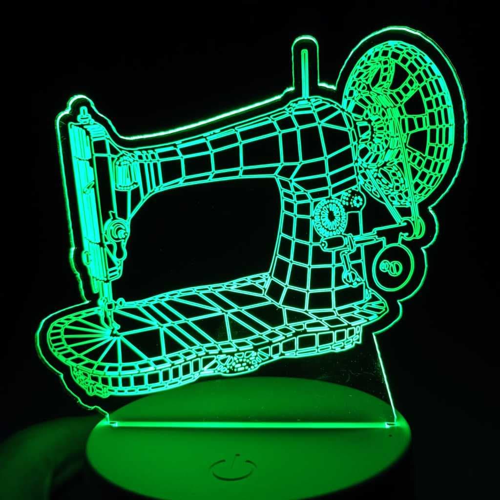 Abajur Luminária Máquina de Costura Costureira Led 3D ac0090 Presente Criativo diferente mulher decoração atelier ateliê