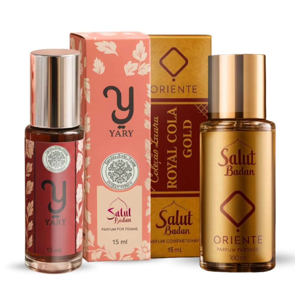 Kit 2 Perfumes Árabes Yary Feminino e Royal Gold 15ml Importado Fixação Pronlongada