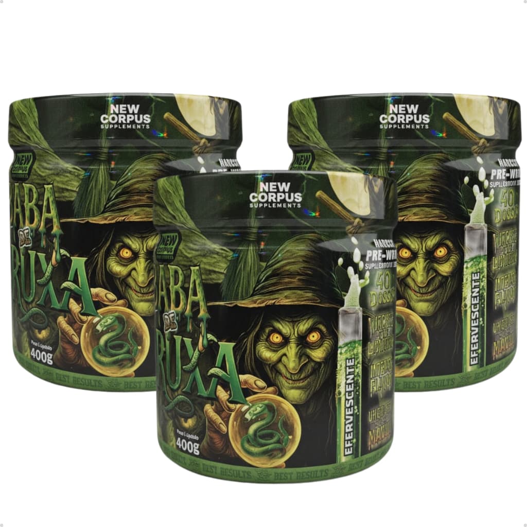 Kit 3 Suplemento Pré Treino Baba De Bruxa 400g Sabores New Corpus