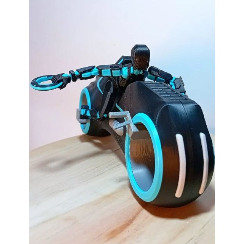 Moto de Luz 3D + Dummy 13 Tron Legacy + Aro de Luz | Boneco Articulado Colecionável Decoração
