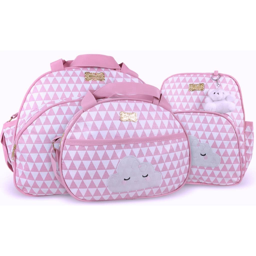 Kit 3 Peças Bolsa Maternidade com Mochila e Chaveiro Pirâmide Bebê Recém Nascido Mave Baby