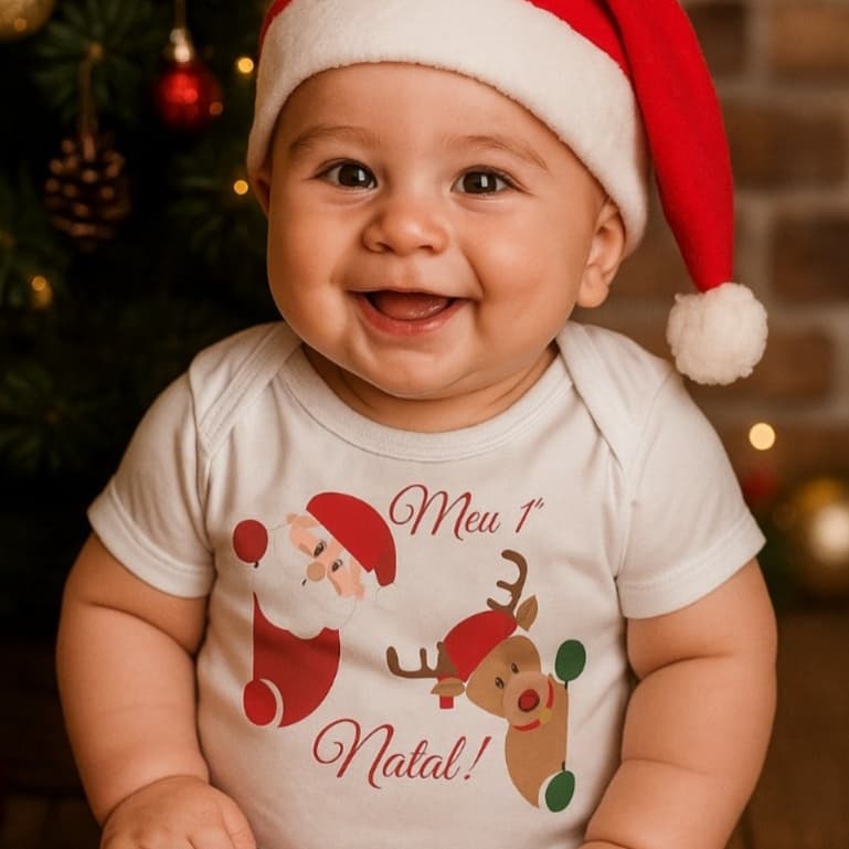 Roupa de Bebe Body Natal Menina Menino Meu Primeiro Natal Bebê Papai Noel Barato