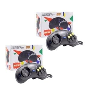 Kit 2 Controles Fighting Putt 6B Sega Mega Drive Master System Joystick Retrô Video Game