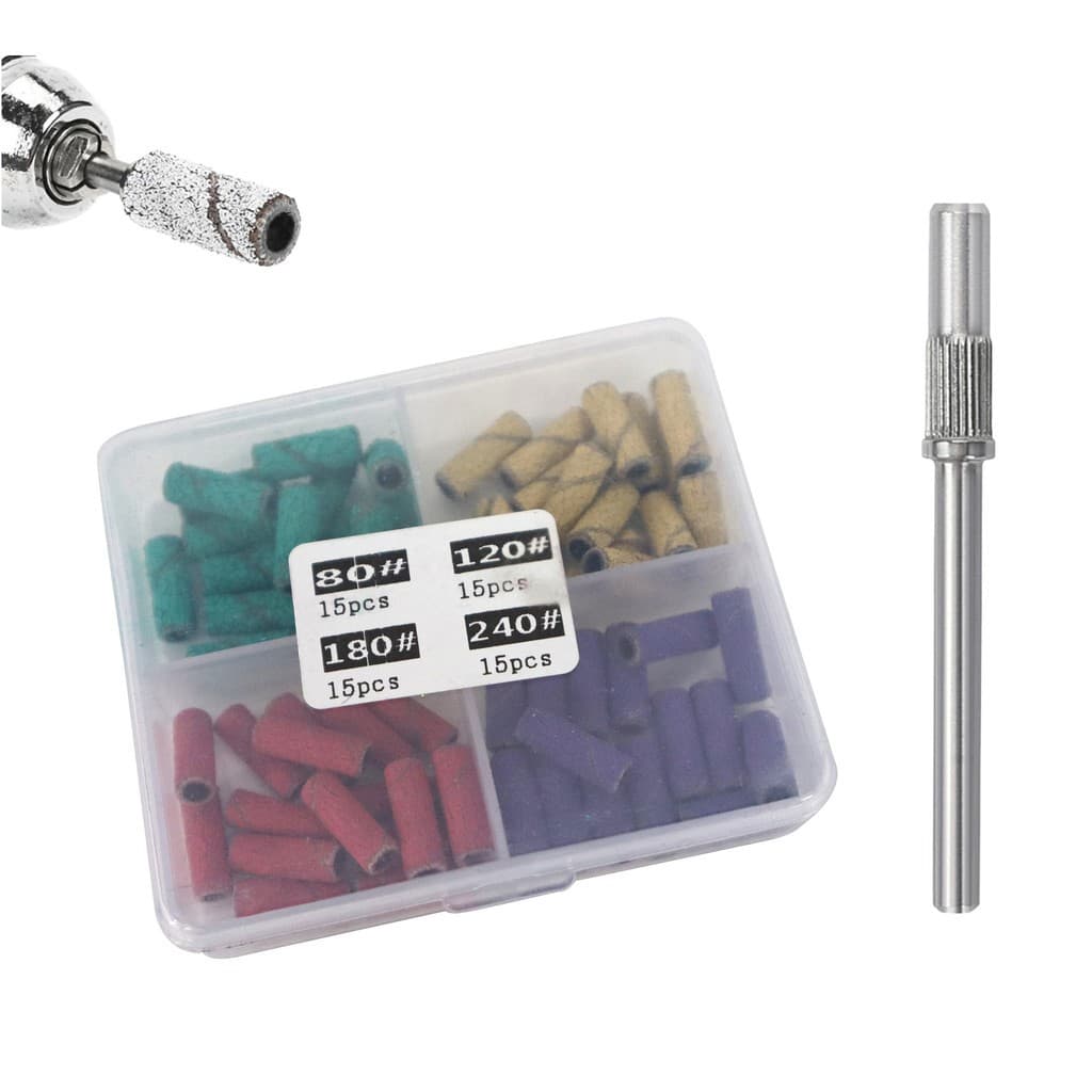Mandril Motor Unha Eixo Aço Inox 3.1mm Profissional Lixa 50 Refil Nail Manicure Gel Pronto Entrega