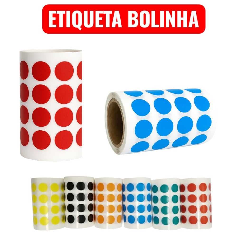 1000 Etiquetas adesivas bolinha colorida