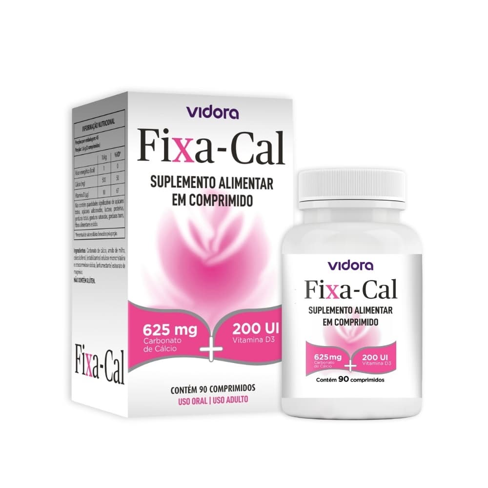 Fixa-cal Cálcio com Vitamina D Carbonato de Cálcio Suplemento Ossos e Dentes