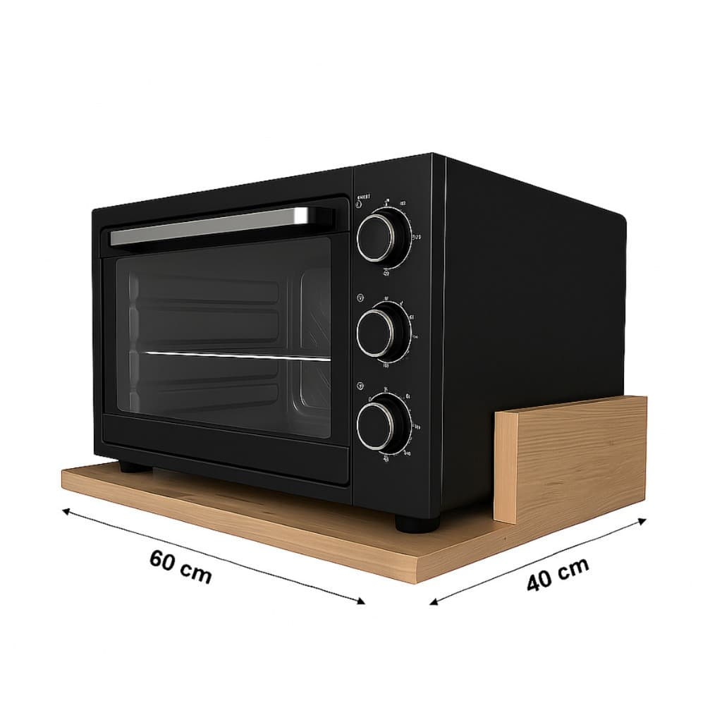 Suporte de Microondas/Forninho, Forno Eletrico Nicho Cozinha Lanchonete Restaurante, Organizador Parede MDF 60X40 Marrom