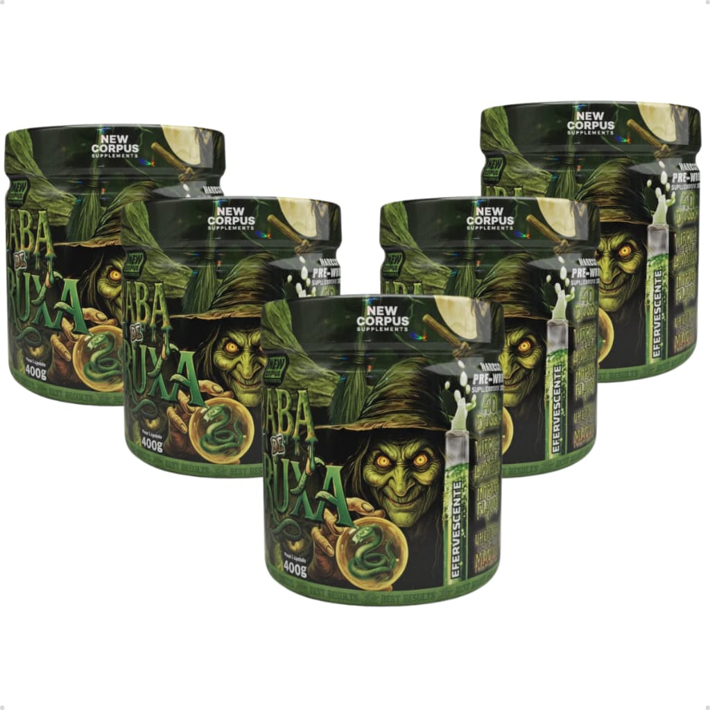 Kit 5 Baba De Bruxa Suplemento Pré Treino 400g Efervescente Sabores New Corpus
