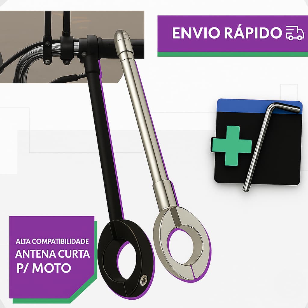 Antena Corta Pipa Moto Retrátil Anti Cerol Aço Inox Guidão
