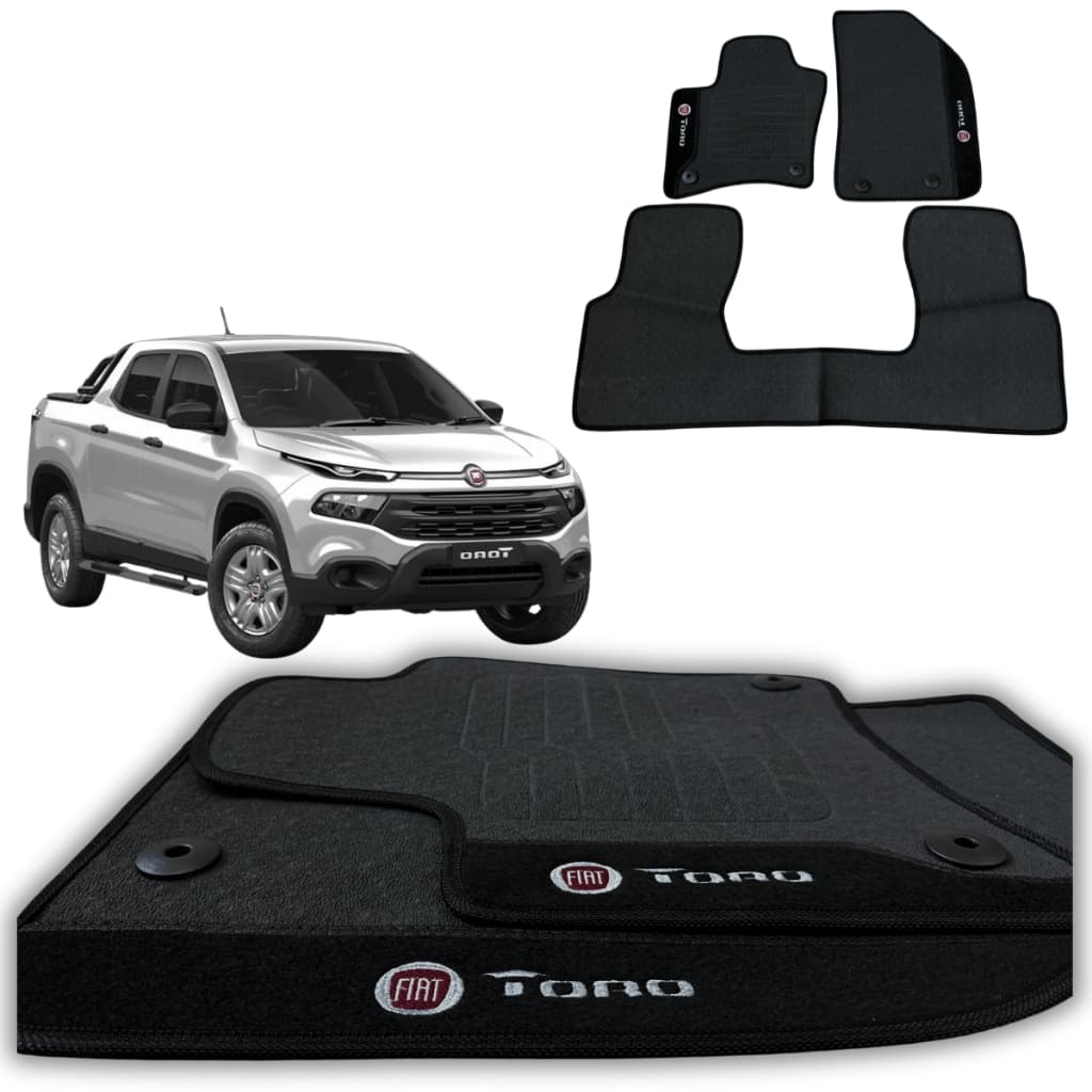KIT 3 TAPETES AUTOMOTIVOS FIAT TORO ANO 2014/2025 TAPETES EMBORRACHADOS 100% IMPERMEAVEL