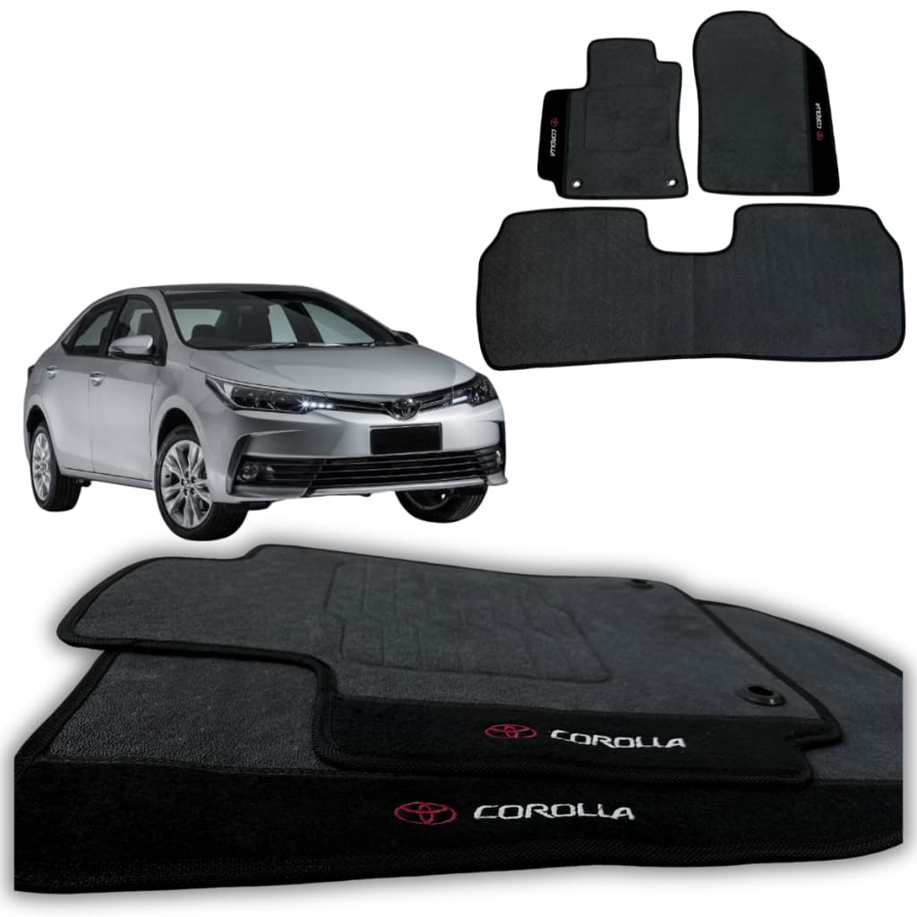 KIT 3 TAPETES AUTOMOTIVOS TOYOTA COROLLA ANO 2018/2019 TAPETES EMBORRACHADOS 100% IMPERMEAVEL